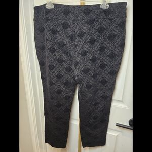 Valerie Stevens Black Textured Velvet Embossed Pull On Ponte Pants XL